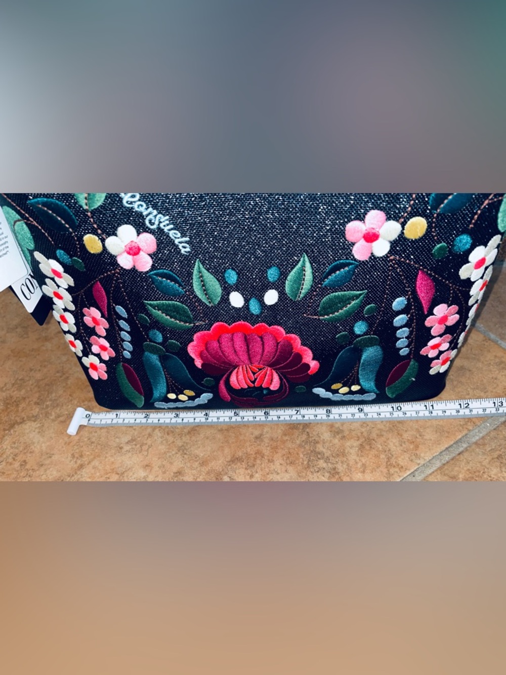 Consuela Downtown Crossbody Ava Black Floral Appliqué with Multicolor Strap NWT - Picture 6 of 7